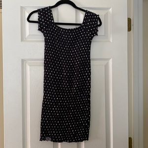 Black stretch dress with white design, Size 6